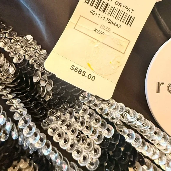 Retrofete SEQUIN Silver & Black Gabriella Leopard Print Mini Wrap Dress NWT - Picture 13 of 15